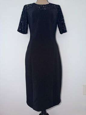 Adrianna Papell Black Lace Sheath Dress
